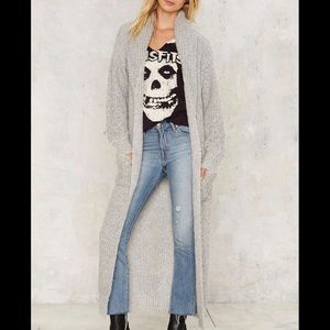 🛍Nasty Gal Gray Knit Maxi Sweater